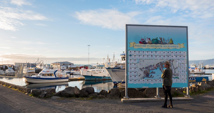 Tour Bus Stop 4 in Reykjavik is near the beautiful Old Harbor.