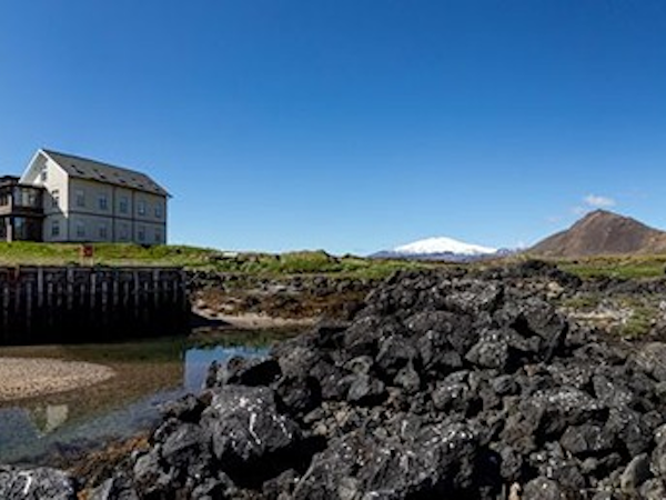 Hotel Budir has dramatic surrounding landscapes of lava fields.