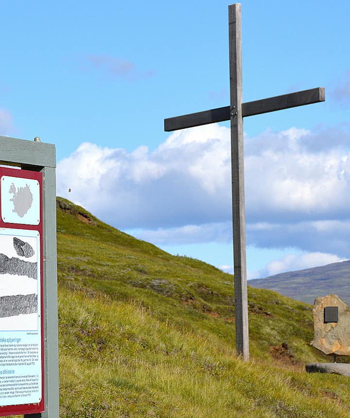 Biskupsbrekka - the Bishop's Hill and the Memorial Crosses for Bishop Jón Vídalín
