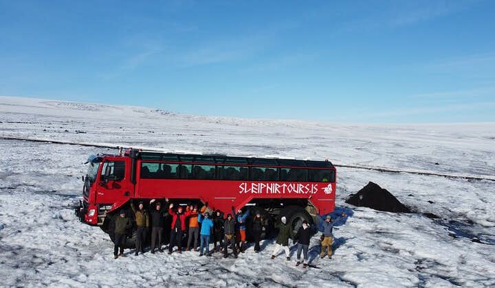 Explore the Langjokull glacier in Iceland from the comfort of a massive glacier monster truck.
