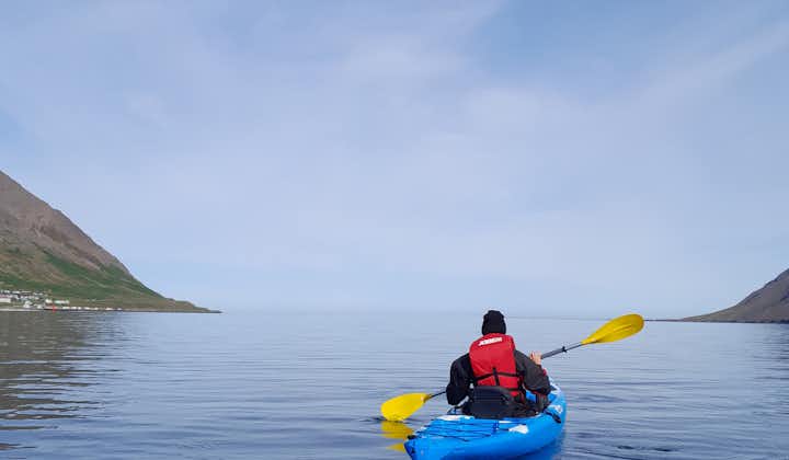 Kayaking on the Siglufjordur fjord in North Iceland is a peaceful and relaxing experience.