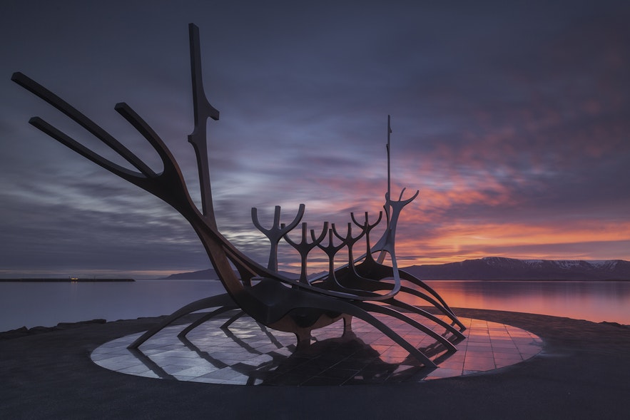 Sun Voyager viking ship sculpture in Reykjavik, Iceland