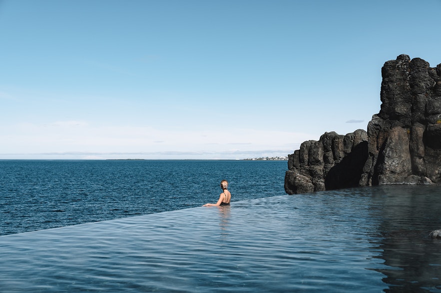 Sky Lagoon infinity pool near Reykjavik, Iceland
