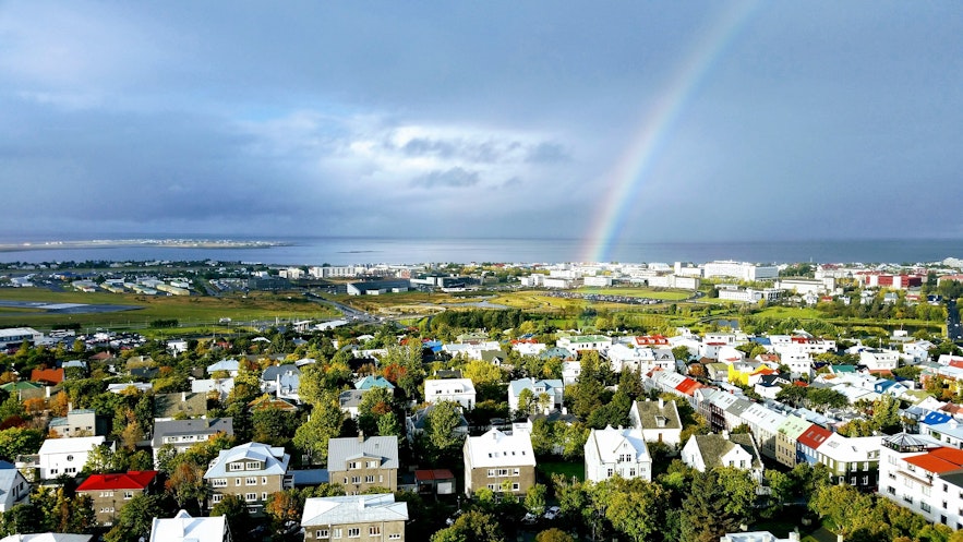 Reykjavik city in Iceland, seen from above