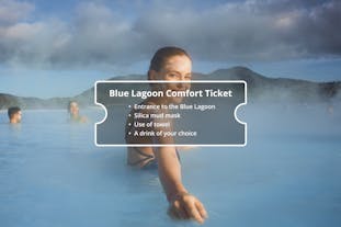The Blue Lagoon Comfort ticket is the standard admission package to Iceland's Blue Lagoon, where you get silica mud mask and a drink of your choice.