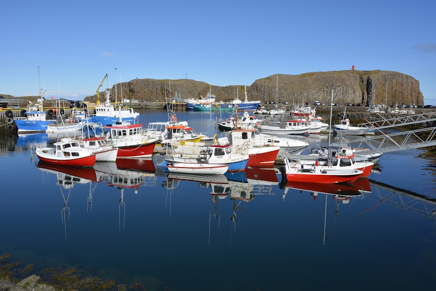 The harbor of Stykkisholmur on the Snaefellsnes peninsula in Iceland