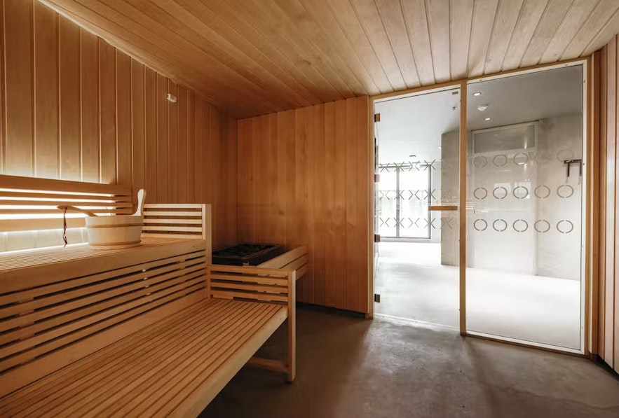 Enjoy a relaxing time at Exeter Hotel's sauna room after exploring Reykjavik.