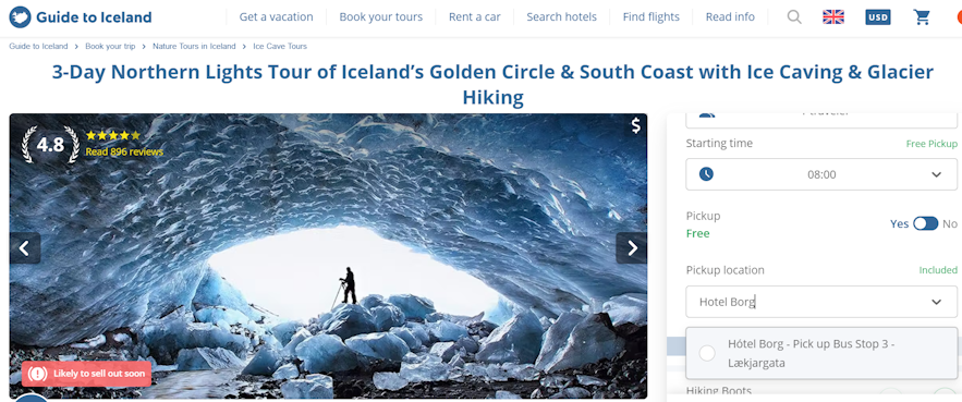 在雷克雅未克找到巴士站上车点，参加Guide to Iceland旅行团。