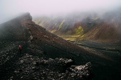 The black sand peaks in Iceland are often comprised of volcanic rocks.