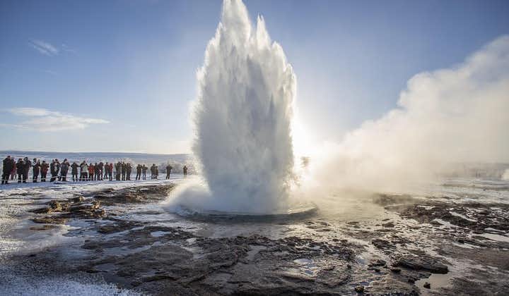 An exploding geyser at the Geysir Hot Spring Area is a sight to behold.
