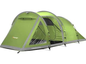 The Vango XXL four-person tent, with a large sleeping area and a porch.