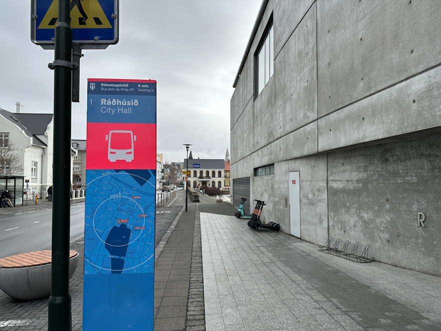 Bus Stop 1 for tours in Reykjavik is located beside Radhusid or Reykjavik's City Hall.