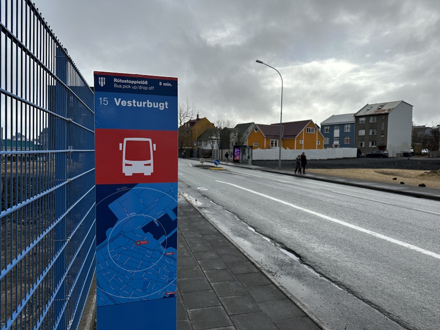 Bus stop 15 for tour pick-ups and drop-offs in Reykjavik is also known as Vesturbugt.