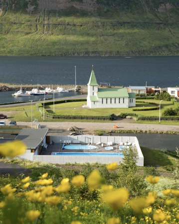 The Sudureyri swimming pool has a heated pool, hot tubs, and a plunge pool in an idyllic Westfjords location.
