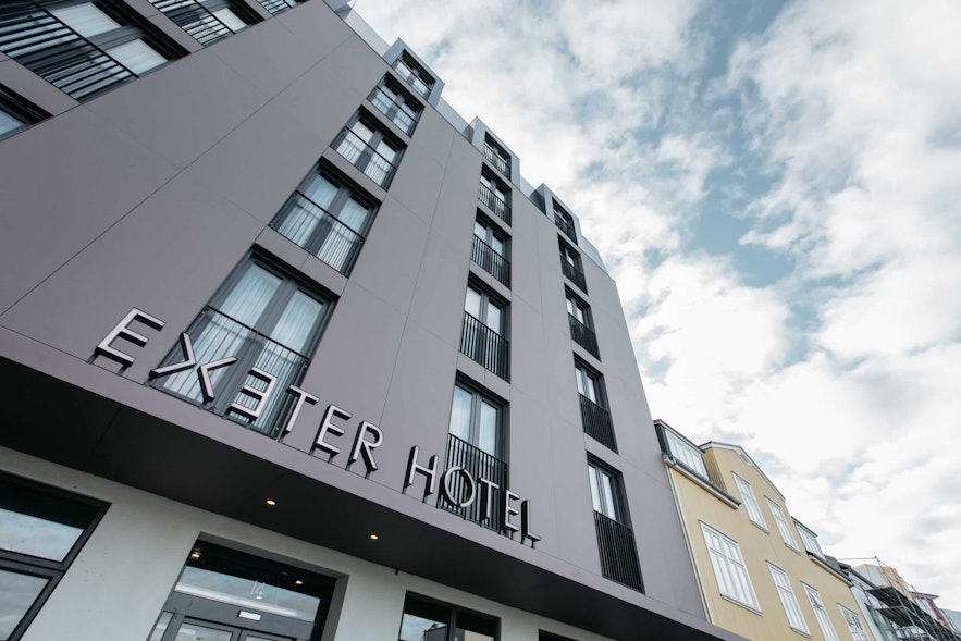The exterior of the Exeter Hotel in the center of Reykjavik.