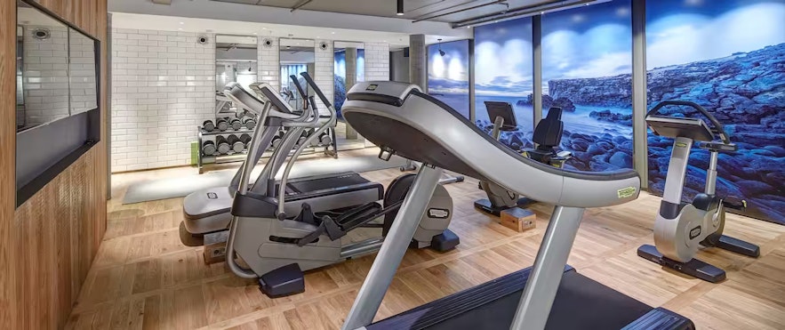 The gym at Canopy Hotel by Hilton in Reykjavik.