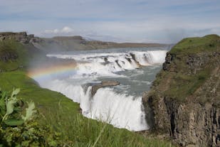Gullfoss is one of Iceland's most beautiful waterfall, tumbling in two stages down a 90-degree bend in the Hvita river.