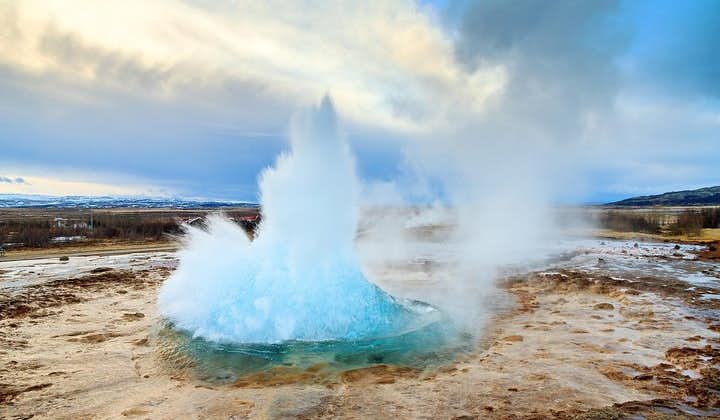The Strokkur geyser is the show's star at the Geysir geothermal area.