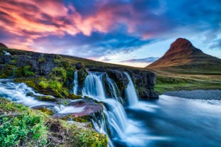 Nature's masterpiece: Kirkjufellsfoss Waterfall, framed by the iconic Kirkjufell mountain, offering a breathtaking sight.