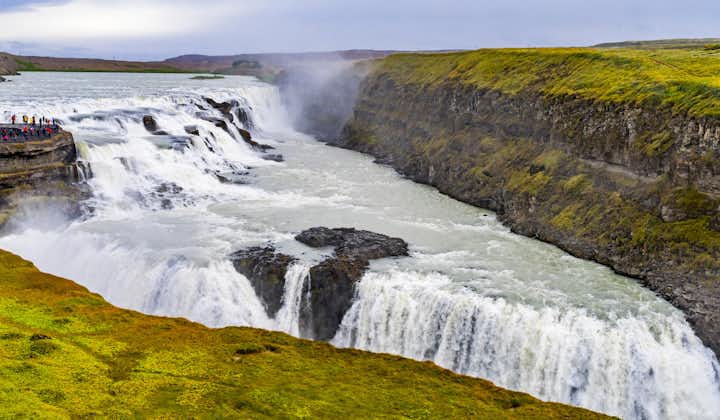Gullfoss Waterfall captivates with its powerful cascades and rugged beauty.