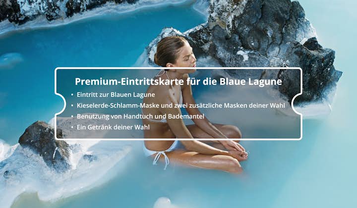 Wenn du diese Premium-Eintrittskarte für die Blaue Lagune buchst, erhältst du tolle Zusatzleistungen wie drei Gesichtsmasken, einen Bademantel und vieles mehr.