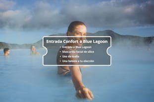 La Entrada Confort a Blue Lagoon es el paquete estándar de admisión a Blue Lagoon en Islandia, con una mascarilla facial de sílice y una bebida a tu elección.