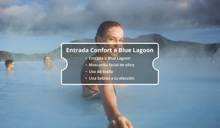 La Entrada Confort a Blue Lagoon es el paquete estándar de admisión a Blue Lagoon en Islandia, con una mascarilla facial de sílice y una bebida a tu elección.