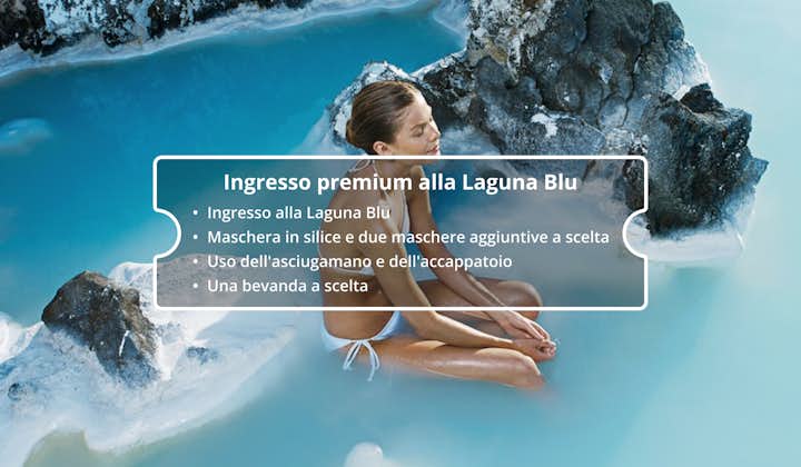 Prenotando l'ingresso premium alla Laguna Blu, potrai godere di molti vantaggi, come tre maschere, l'uso dell'accappatoio e tanto altro.