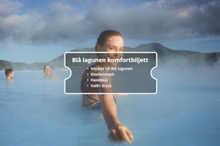 Blå lagunens komfortbiljett är paketet som ger standardinträde till Islands Blå lagun där du får en kiselmask av lera och valfri dryck.