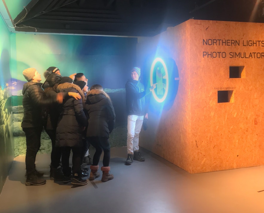 Immagine del simulatore di foto dell'aurora boreale e della cabina per i selfie
