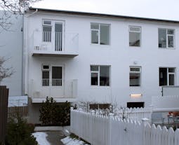 Exterior view of Astro Apartments in central Reykjavik.