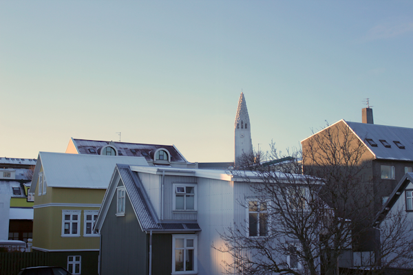 A view of the buildings near Astro Apartments in central Reykjavik.