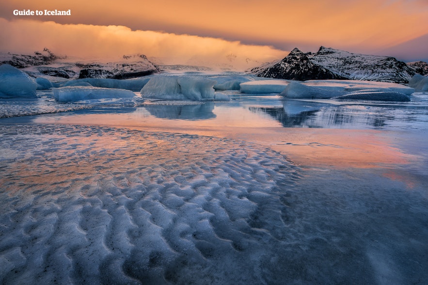 Ice floats in the waters of the Fjallsarlon glacier lagoon.