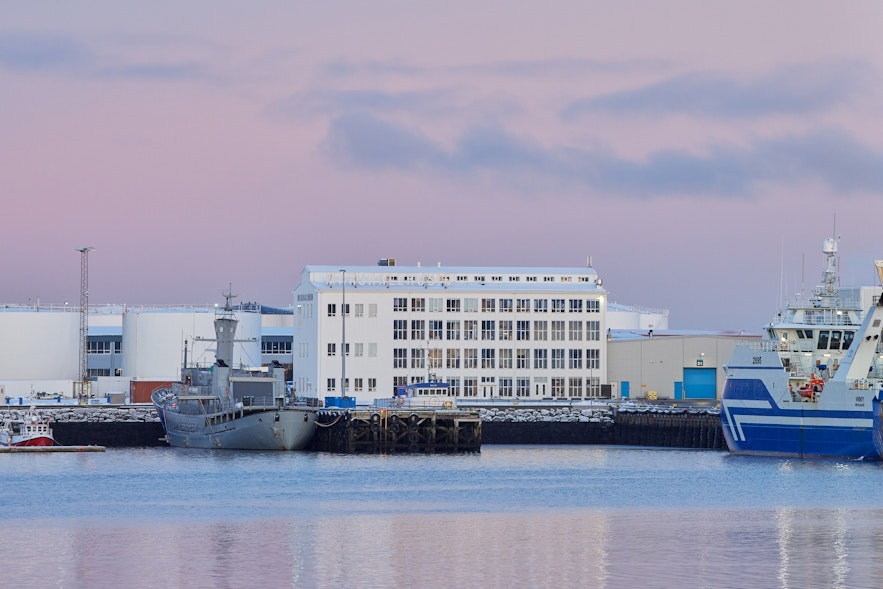 The Marshall House seen from the harbor in Reykjavik