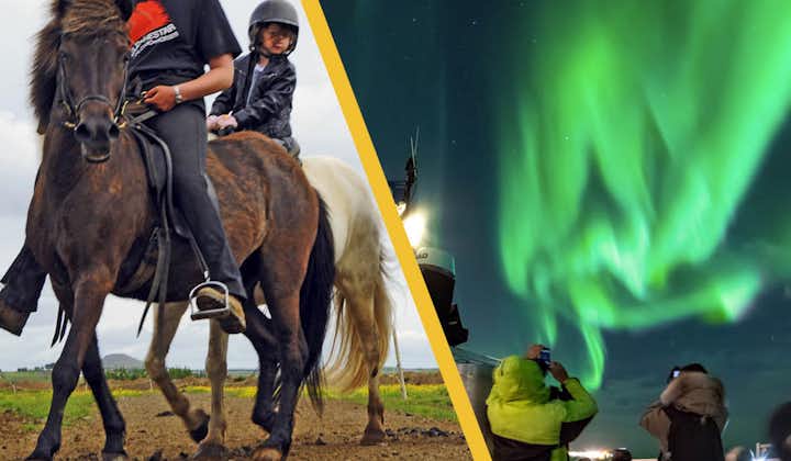 Combination 6 Hour Horse Riding & Northern Lights Hunting by Boat with Transfer from Reykjavik