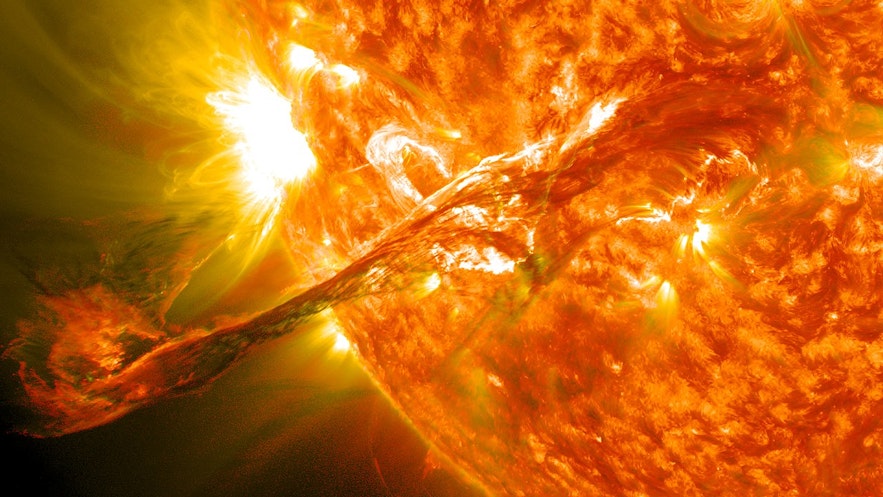 Magnificent CME solar flare erupts on the sun in 2012 causing strong northern lights on earth