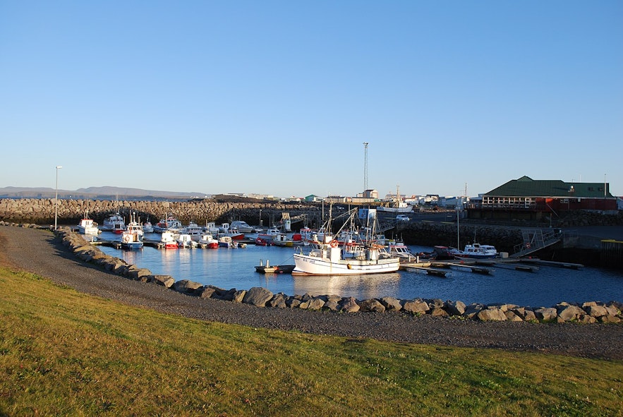 The marina or small boat harbor in Keflavik on a sunny day